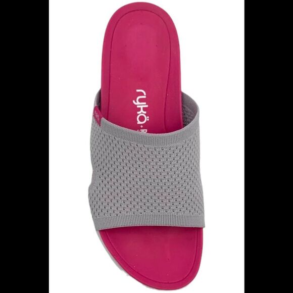 Ryka Anatomical Knit Slide Sandals Triumph Raindrop Grey - Wide - Picture 2 of 3